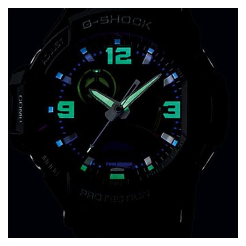 Casio GRAVITYMASTER Vânt Militar Zbor Clasic Indicator Cadran Afișaj Dublu Sport Impermeabil Mișcare Quartz Curea de Cauciuc Japonez și GA-1000-1A