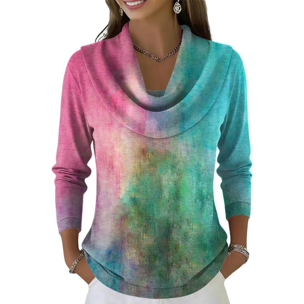 Dámský ležérní a módní svetr s dlouhým rukávem a potiskem, kulatým výstřihem