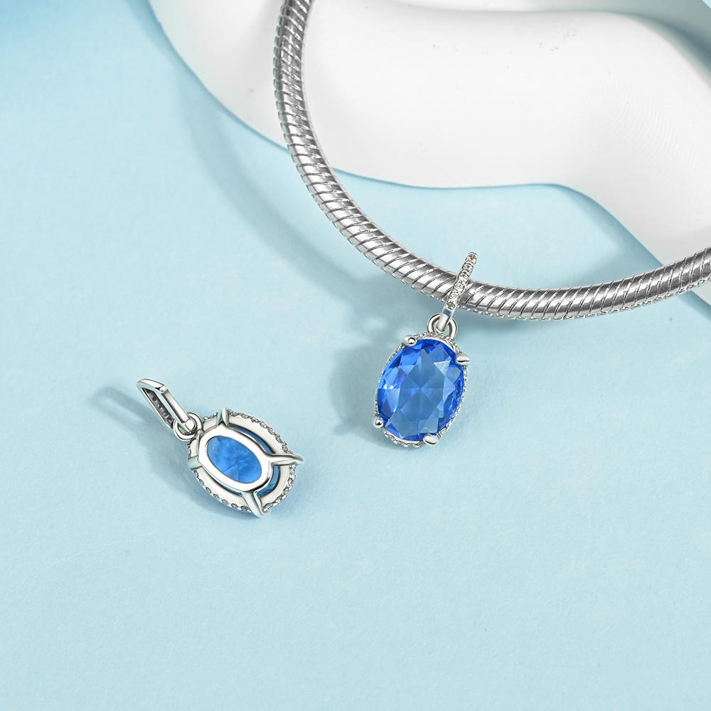 Blue Series 925 Sterling Silver Sapphire Tree of Life Bottle Elephant Planet Ocean Heart Charm Fit DIY Bracelet Necklace Gifts