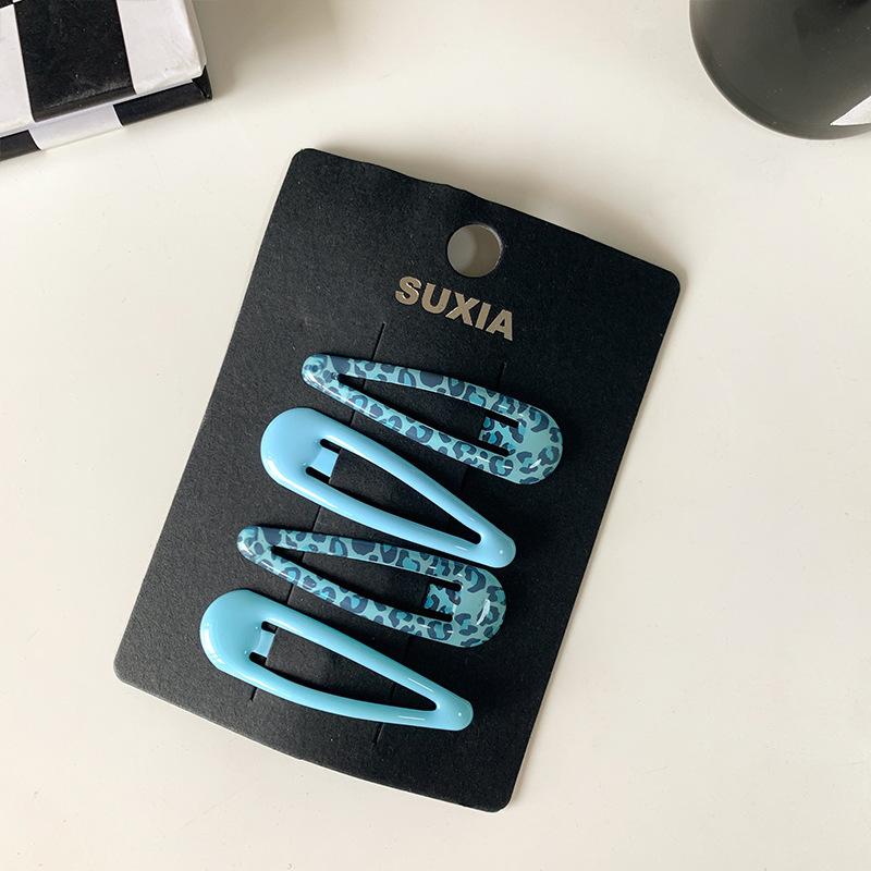 

4 шт./набор Новые смоляные заколки для волос с леопардовым принтом Модные корейские заколки-клипсы BB в виде капли воды для непослушных волос Боковые заколки-крабы Other синий