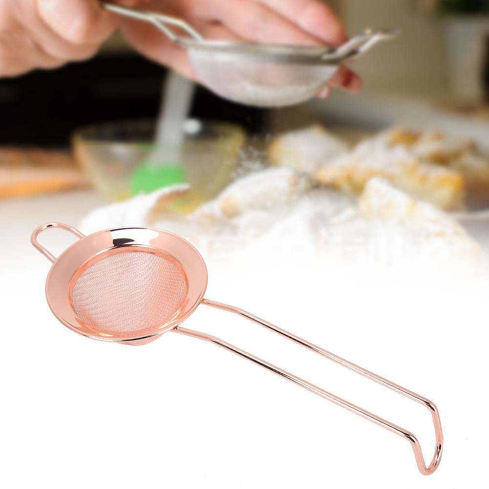 Stainless Steel Cone Shape Cake Powder Filter Cocktail Mesh Strainer Bar AccessoriesRose Gold