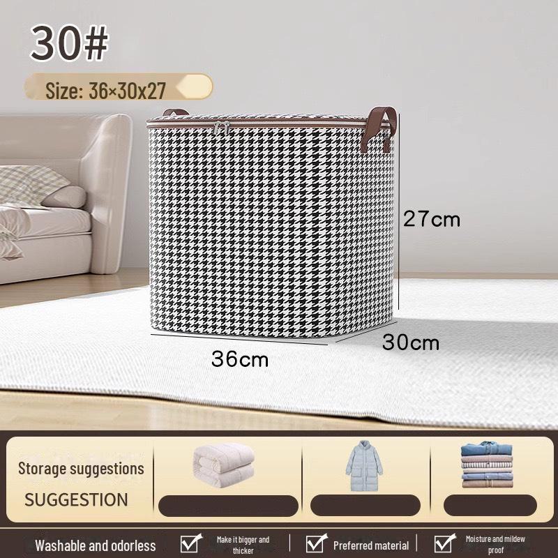 

Сумка для хранения одеяла с узором «гусиная лапка»: Портативный, влаго- и плесенеустойчивый ящик на молнии для организации пространства в общежитии