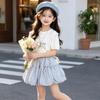 Girls' Summer Fashion Set: Bow Puff Sleeve Top & Tulip Skirt