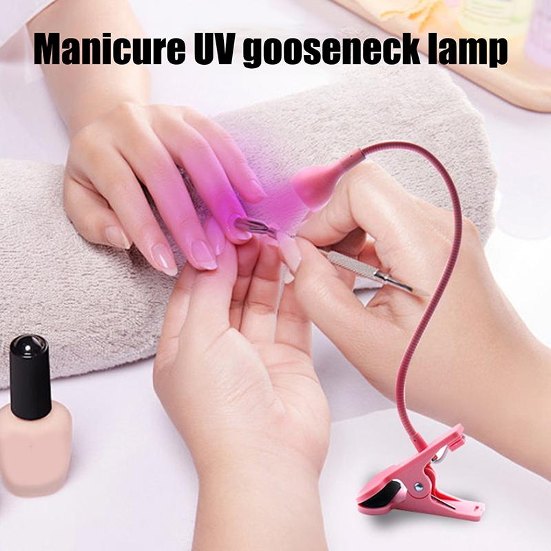 3W Nail Dryer Light UV Nail Lamp For Drying Gel Nail Polish Foot Switch Clip-On Flexible Desk Mini Portable USB For DIY Manicure