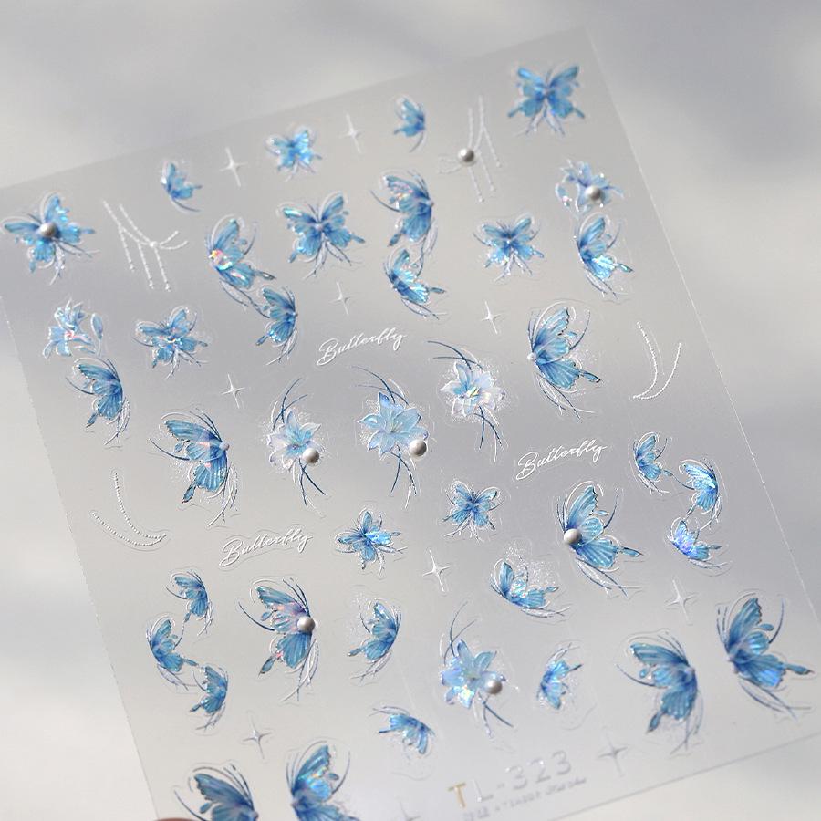 

Ferroso TL-323 Мечтательная синяя бабочка Самоклеящиеся наклейки для нейл-арта