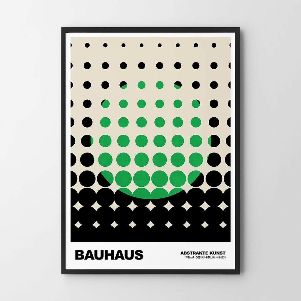 Poster Green Black Bauhaus Dots