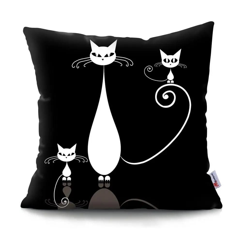 Black Cat Cushion Cover Pet  Sofa Bedroom Decoration Pillowcase Pattern   Case