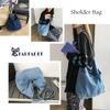 FARFADET Adjustable Denim Shoulder Tote Diaper Large Fits A4 and Popular Crossbody A4 Korean Eco Blue Bag, Bag, Bag, Capacity, Lightweight, Files,