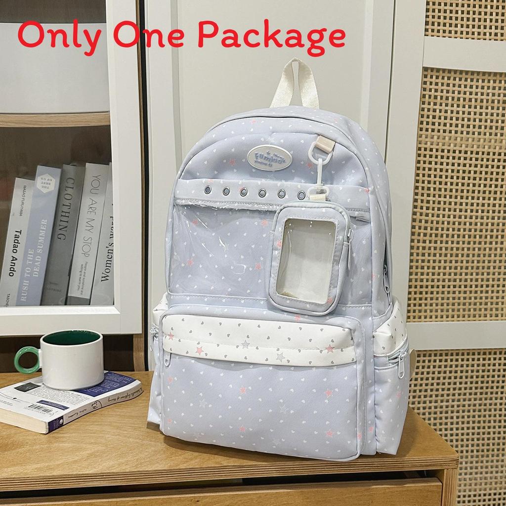 Anime Girl Double Shoulder Backpack For School With Nylon Material And Dot Pattern