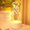 Finger Heart 3D Night Light Monochrome Switch Visual Stereo LED Light Bedroom Room Decoration Light