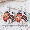 Cross-border new sports style ball earrings 2D flat acrylic creative football basketball football baseball earrings