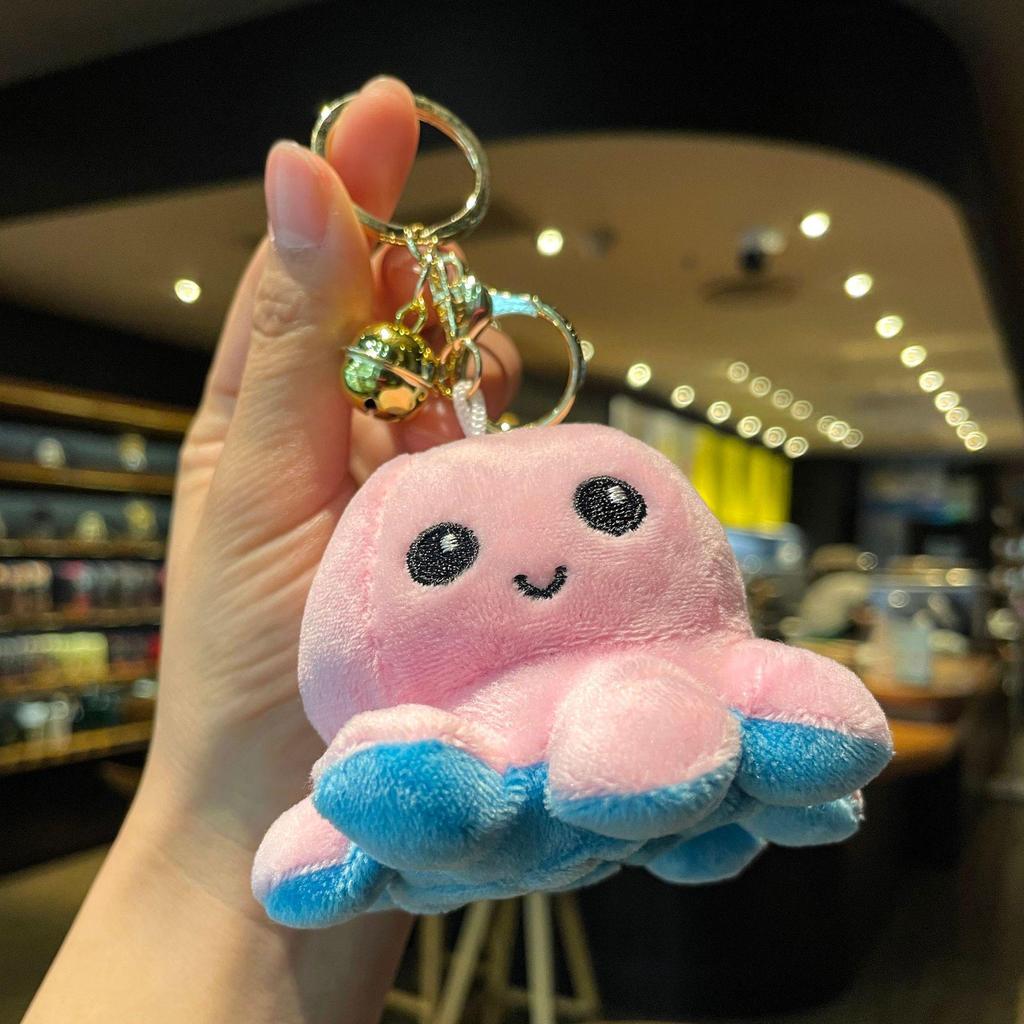 Octopus Cartoon Plush Keychain - Cute Backpack Ornament