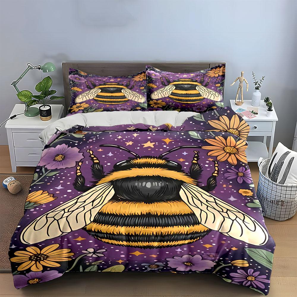 Bee, flowers, stars, leaves. Bedding sets Duvet cover sets Duvet covers Pillowcases(1* Duvet Cover 2* Pillowcases without duvet insert)