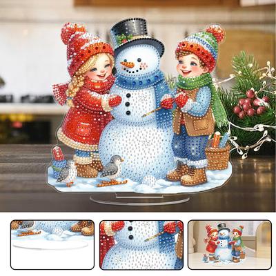 2D Flat Christmas DIY 5D DIY Diamond Art Tabletop Decorations Diamond Painting Desktop Decorations for Home Office Desktop Decor