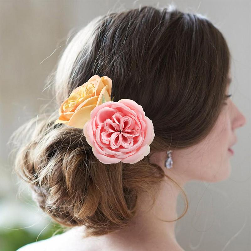 1/2/5Pcs Silk Retro Rose Heads Artificial Flower Decor Wedding Bridal Hairdress Home Party Decoration Fake Flower Wall Accessory