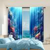 2 Pcs   Versatile Polyester Transparent Curtains for Home Decoration Blue Underwater Landscape for Use In Bedrooms and Living