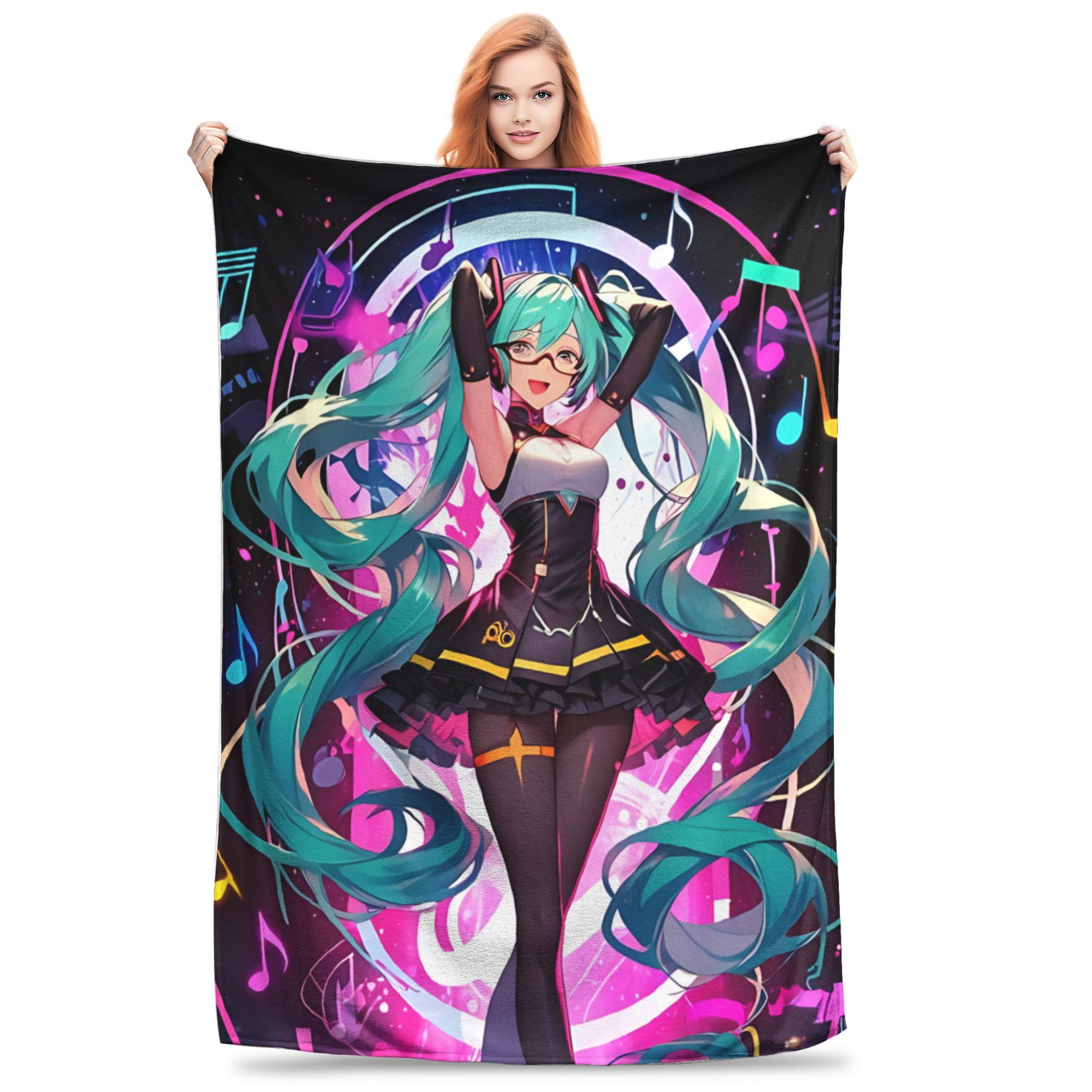 1 Stück Hatsune Mikus Decke Kuscheldecke Neuheit Warme Decke Ganzjahres-Heimgeschenk 100X130CM