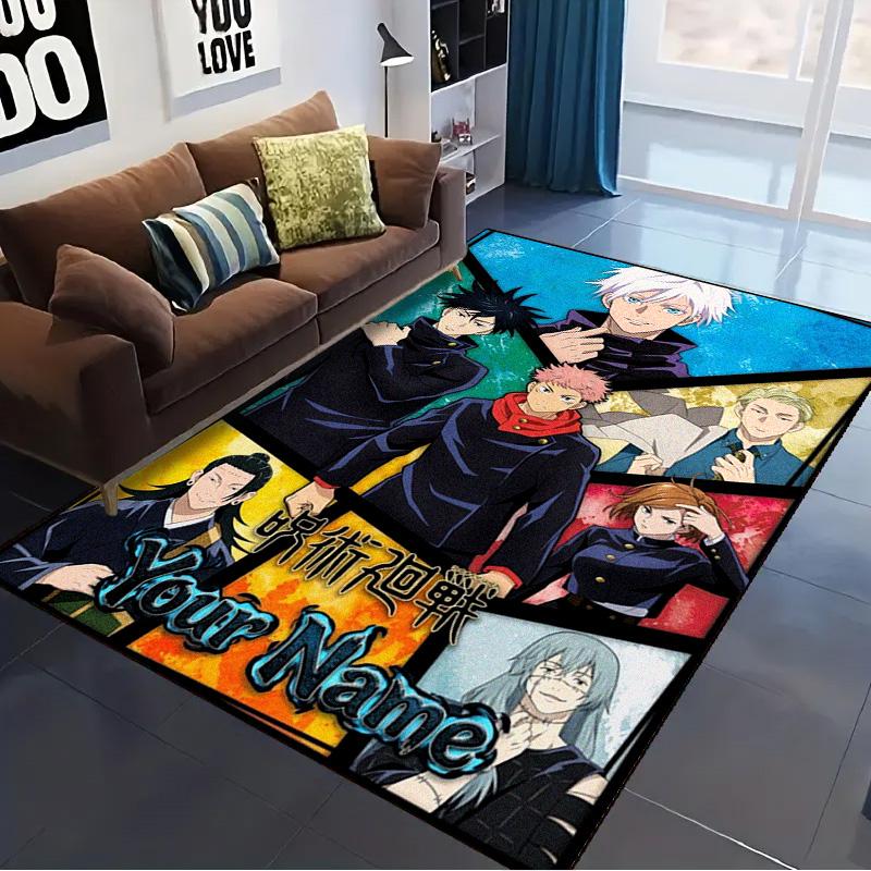 Name Custom Jujutsu Kaisen Carpet Rug for Living Room Bedroom Home Sofa Decoration,Kids play Non-slip Floor Mat