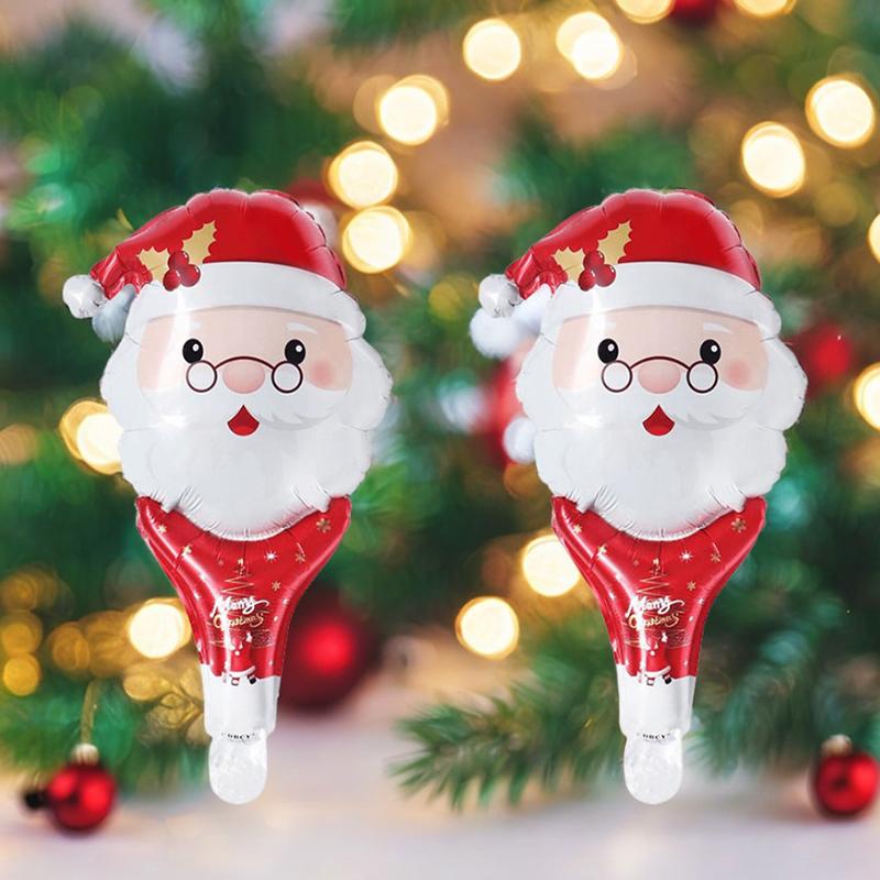 10PCS/Pack Santa Claus Style Christmas Handheld Balloon Festive Atmosphere Decorating Prop Christmas New Year Party Supplies ZYF