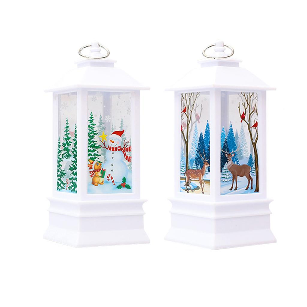 Christmas Lantern Ornament Santa Claus Snowman Elk Night Light Xmas Decorations New Year Gift