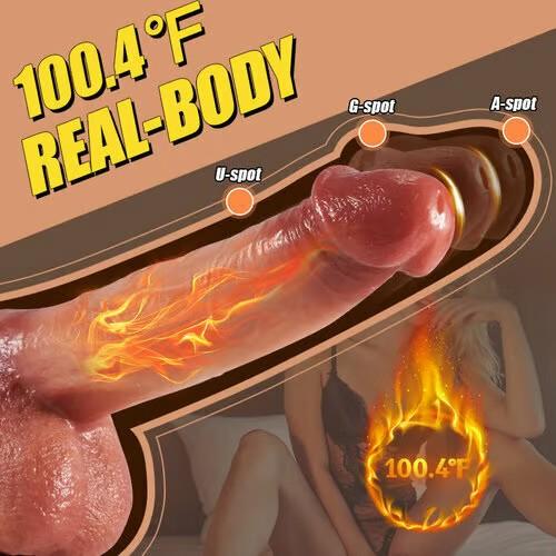 Realistic Female Masturbator Sex Toy Vibrator Heated Stimulator Huge Large Electric Retractable Penis Soft Masturbator Female Masturbator