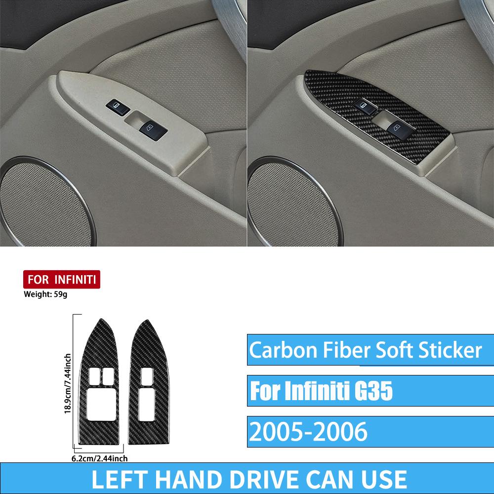 Real Carbon Fiber Car Accessories Dashboard Gear Shift Decorative Trim Cover Soft Sticker For Infiniti G35 V35 CV35 2005-2006