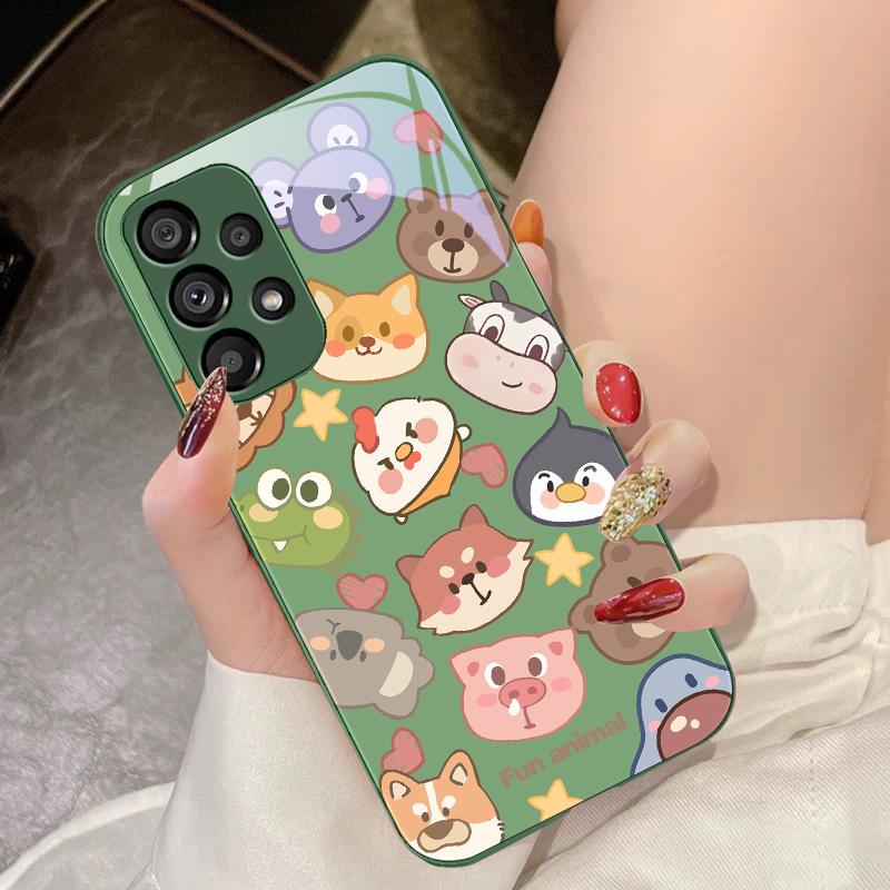 

Милий Білий Тварина Для Samsung Galaxy S10 4G S20 11E 30 S21 21Fe 22 S24 Pro S23 Ultra 5G S8 S9 Загартоване Скло Чохол для Телефона For Samsung S9