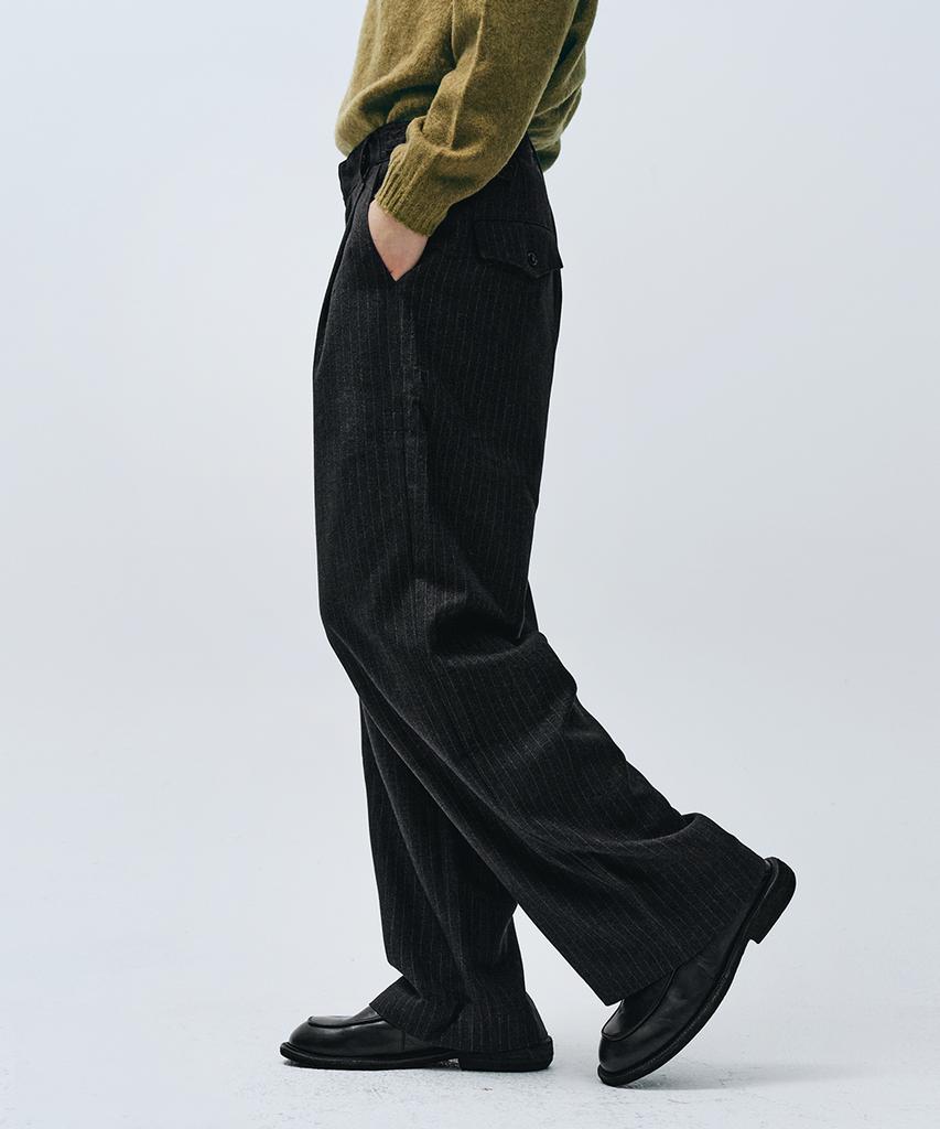 INTEMPOMOOD Retro Stripe Wide Slacks_Black