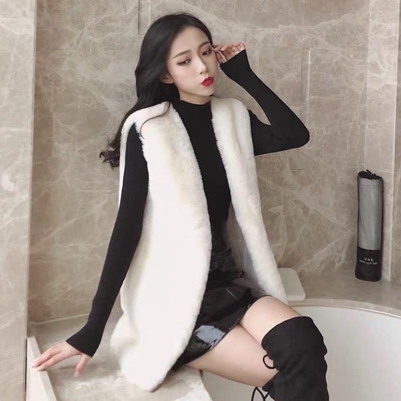 Imitation fur vest women's medium and long 2 spring and autumn new imitation Rex rabbit fur vest vest jacket slim jacket