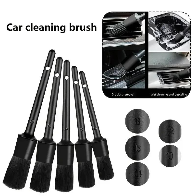 5-Piece Car Detailing Brush Kit - Soft Bristle Brushes for Dashboard/Vents/Interior Cleaning | Non-Scratch Auto Tools