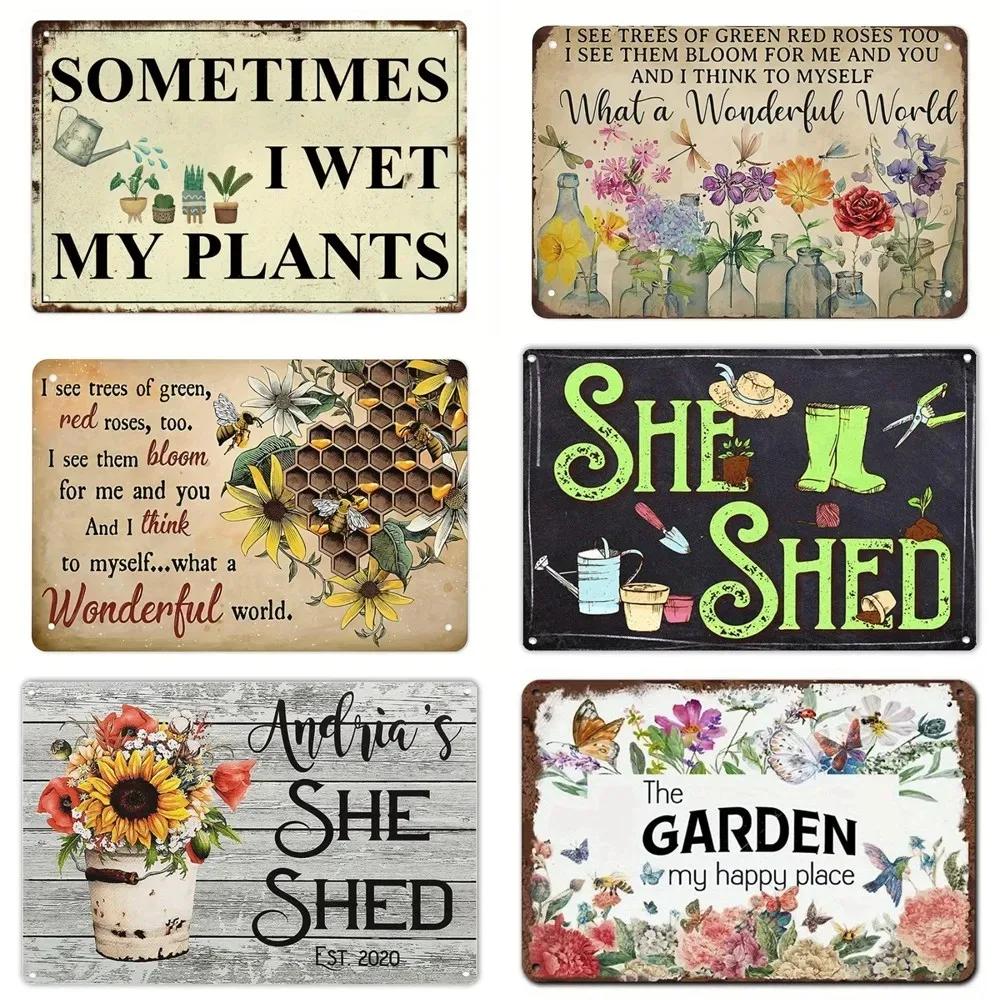 Gardening Vintage Metal Tin Sign  Wall Decor Because Murder Is Wrong Funny Plants Retro Sign for Farmhouse Home Room Decoration
