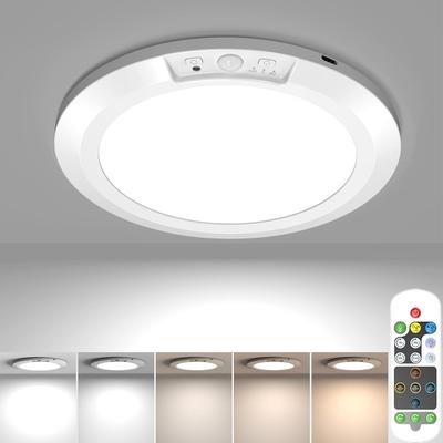 Stropní světlo se senzorem pohybu na baterie s dálkovým ovládáním, dobíjecí magnetická skříňová lampa, 5 barevných teplot, stmívatelné, časovač, pohyb, schody