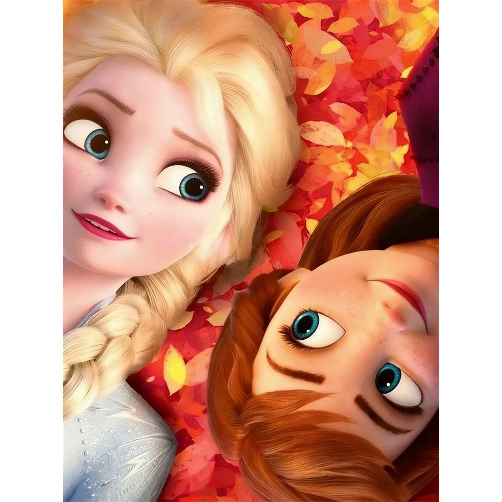 

Disney Diamond Painting Elsa Anna from Frozen Healing Autumn Scenes Wall Decoration Full Diamond Cross Stitch DIY Gift Home Decor Round 20x30cm