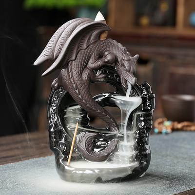 1 Stück Keramik Vintage Drache Rückfluss Räuchergefäß, Heimdeko, Tischdeko, Heim-Aromatherapie-Geschenk (Ohne Weihrauch)