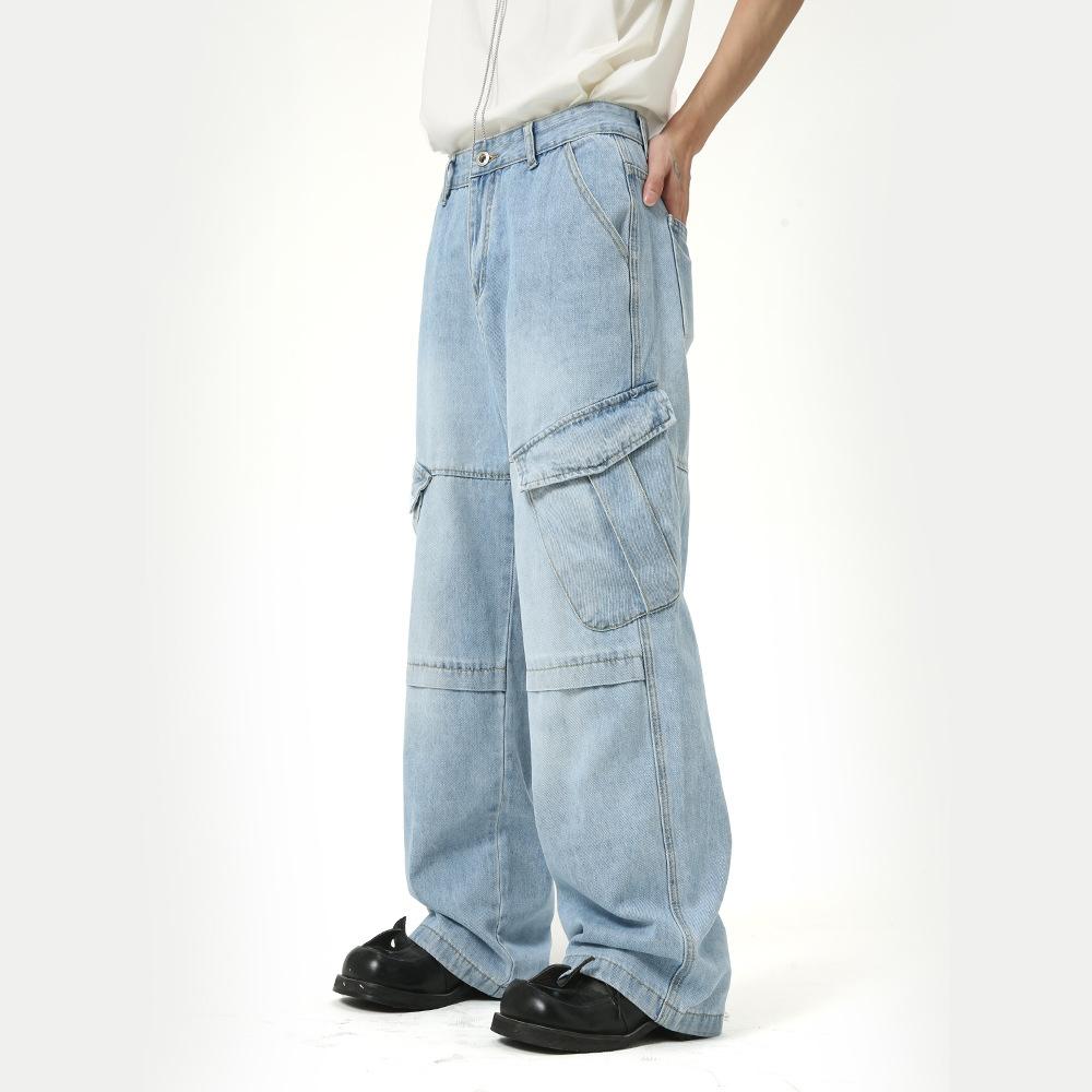 Men's Clothing | New Summer Products, Meichao Heavy Industry Splicing Multi-pocket Washed Jeans Casual