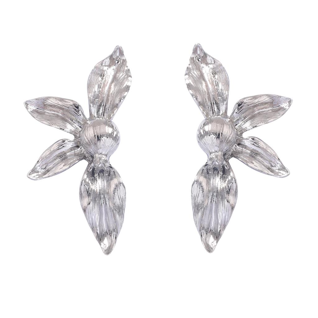 Retro Personalized Alloy Large Flower Earrings for Women Ladies Exaggerated Unique Texture Petal Drop Earrings Jewelry Wholesale