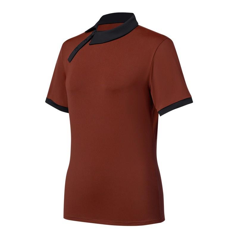 

Short-sleeved T-shirt Contrast-color POLO Side-open Collar Sports Top Golf Premium Shoulder Design Tennis Dress S