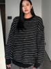 Unisex Retro Striped Oversized Pullover Sweater