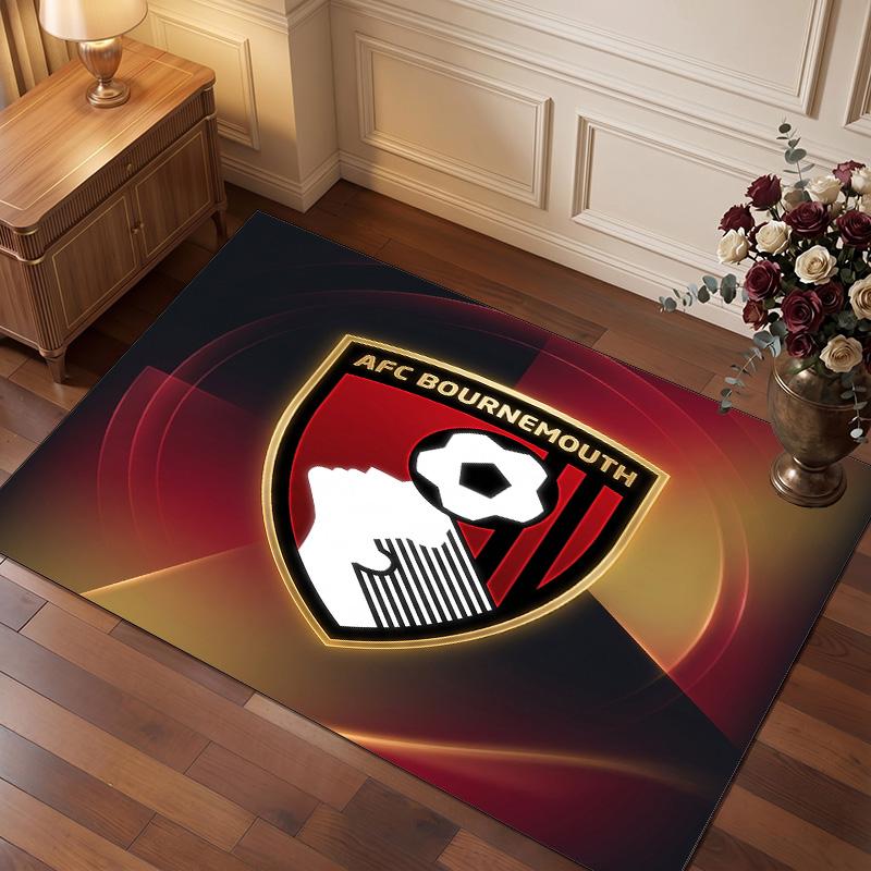 Bournemouth Football Print Crystal Velvet Rug, Comfortable Water Absorbent Non Slip Indoor Floor Carpet