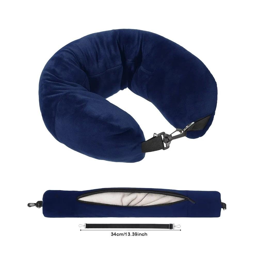 Portable Travel Neck Pillow Solid Color Storage Bag Pillow U Shaped Pillowcase  Travel Use