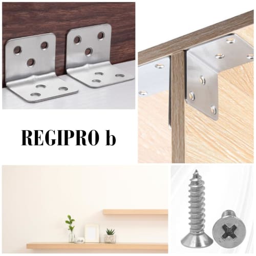 RegiPro b L-Shaped Brackets, Stainless Steel, with Screws, Set of 10 (50mm x 50mm)