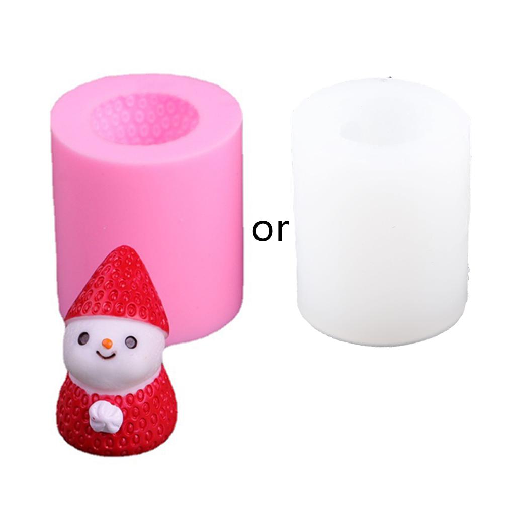 Cartoon Candle Silicone Molds Christmas Theme Strawberry Cake Snowman Candle Mould for DIY Christmas Craft Decorations