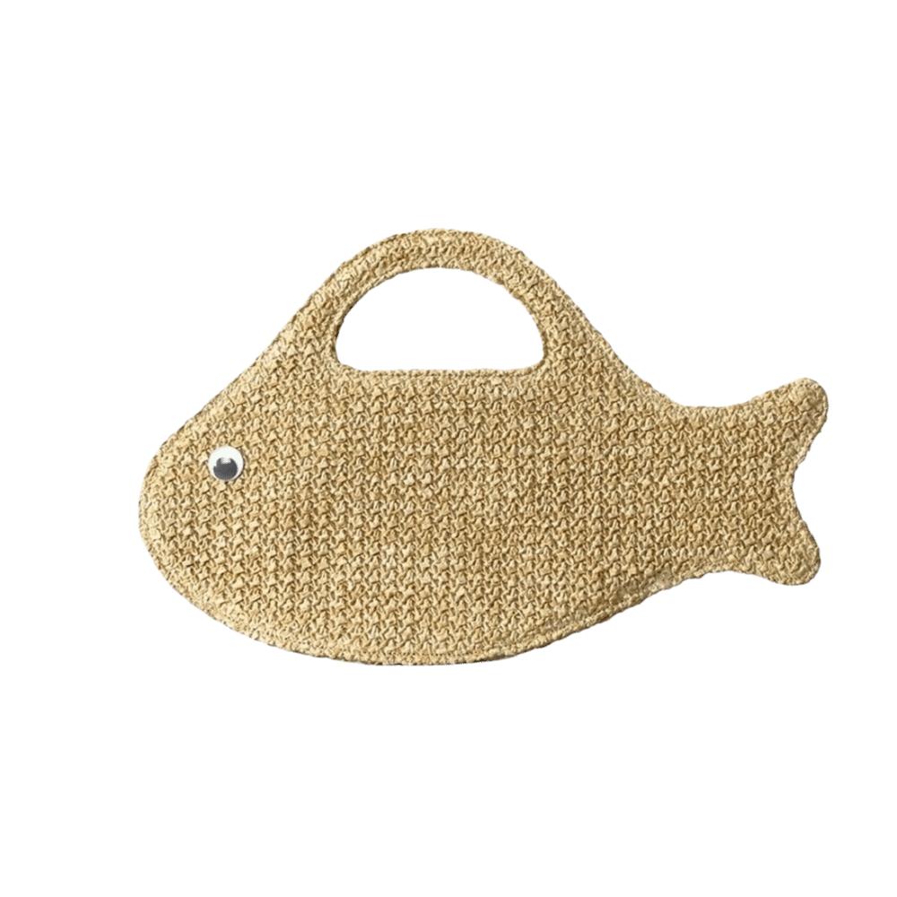 Straw Woven Bag Knit Shopping Bag Casual Fish Shaped Handbag  Picnic хаки