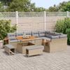 Garden Sofa Set 12 Pcs Beige Poly Rattan