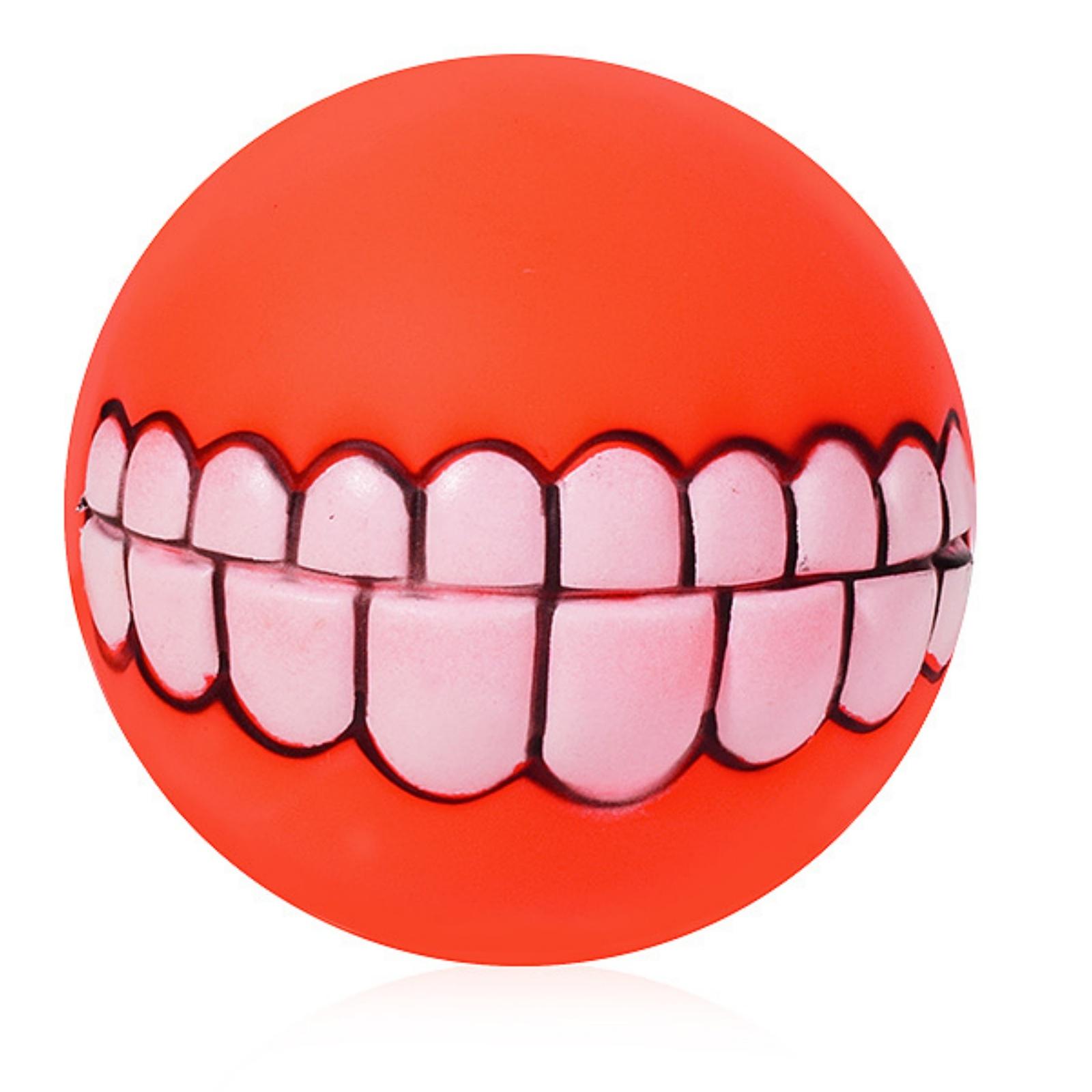 

1PC Squeaky Vinyl Teeth Ball Dog Toy Funny Interactive Chew Toy For Dogs Teeth Cleaning Boredom Relief Pet Toy красный