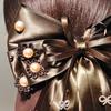 Lace Hair Clip Head Flower Faux Pearl Satin Bowknot Decor