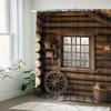 Design Of Windows In A Rural Cabin Washable Dirt-Resistant Shower Curtain Shower Head Waterproof Polyester Bath Curtain