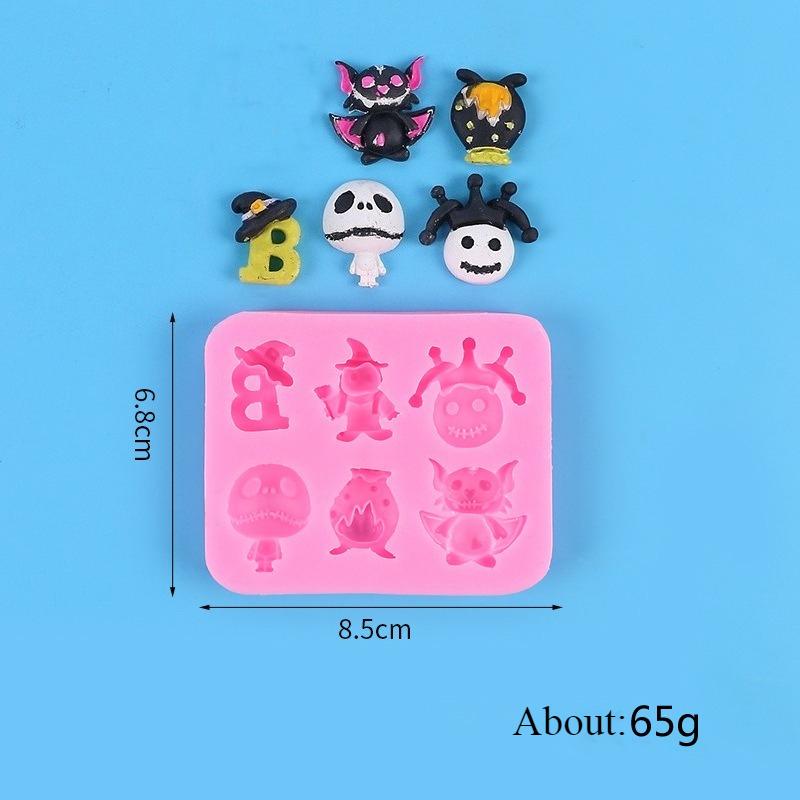 Halloween Silicone Molds Non-stick Ghost Pumpkin Bat Skull Witch Hat for DIY Fondant Pudding Cupcake Chocolate Candy Baking Mold