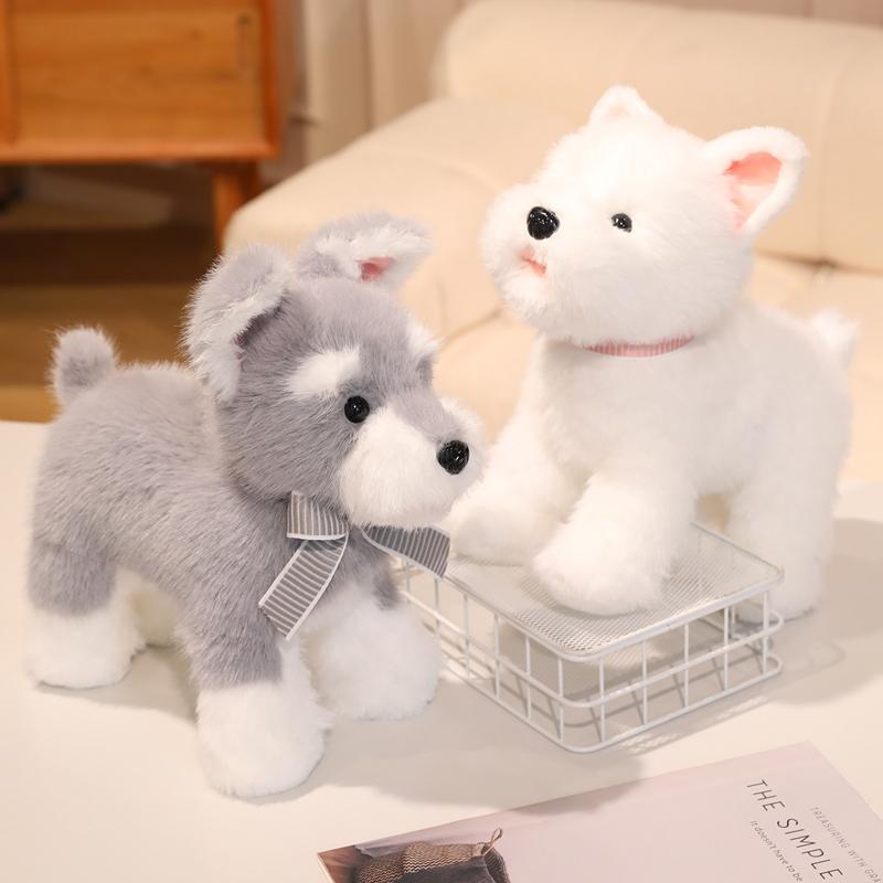 Verkauf Süßer Zwergschnauzer Hund Plüschtier Weiches Simulations-Stofftier Spielzeug Für Jungen Niedliche Po Requisiten Mädchen Geburtstagsgeschenk 30cm