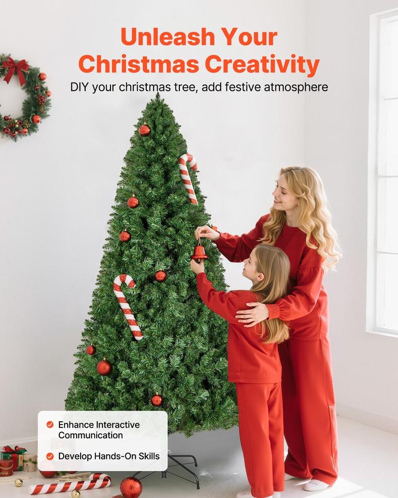 Christmas Tree, 1.8m Artificial Xmas Tree, Full Holiday Decor Trees with 1250 Branch Tips & Sturdy Metal Base for Home Party Office Decoration